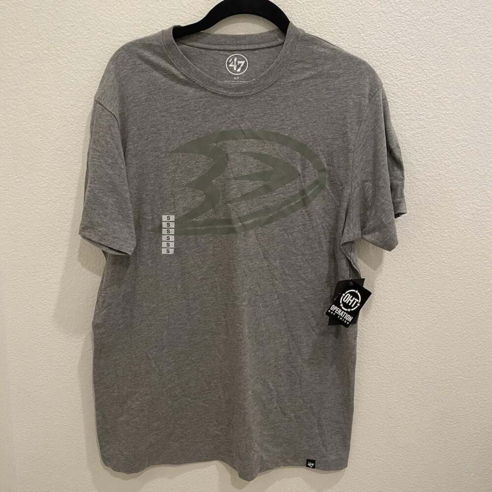 47 Brand Anaheim Ducks Operation Hat Trick (OHT) Grey Graphic T-Shirt
